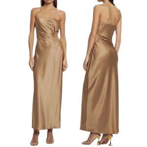 Reformation Navaeh Satin Cutout Maxi Dress Chanterelle NWT L